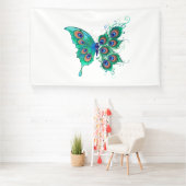 Butterfly met Green Peacock Feathers Spandoek (Insitu)