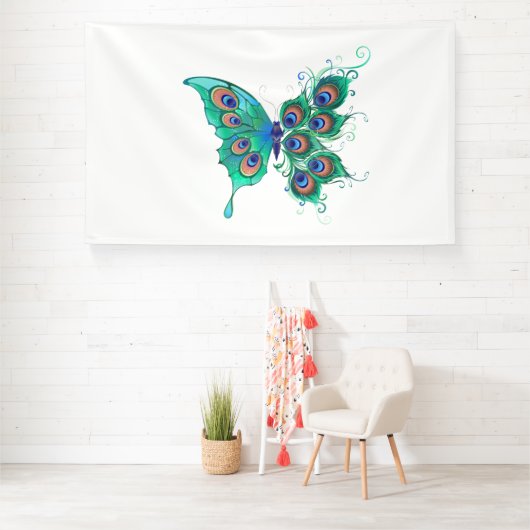 Butterfly met Green Peacock Feathers Spandoek (Insitu)