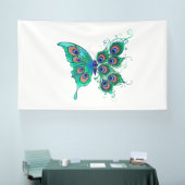 Butterfly met Green Peacock Feathers Spandoek (Beurs)