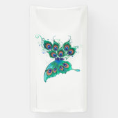 Butterfly met Green Peacock Feathers Spandoek (Verticaal)