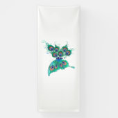 Butterfly met Green Peacock Feathers Spandoek (Verticaal)
