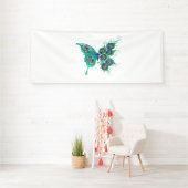 Butterfly met Green Peacock Feathers Spandoek (Insitu)