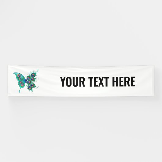 Butterfly met Green Peacock Feathers Spandoek (Horizontaal)