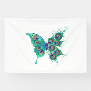 Butterfly met Green Peacock Feathers Spandoek