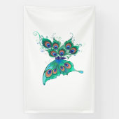 Butterfly met Green Peacock Feathers Spandoek (Verticaal)