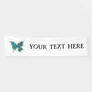 Butterfly met Green Peacock Feathers Spandoek