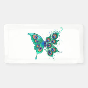 Butterfly met Green Peacock Feathers Spandoek