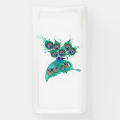 Butterfly met Green Peacock Feathers Spandoek (Verticaal)