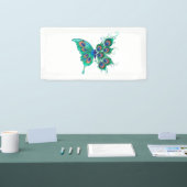 Butterfly met Green Peacock Feathers Spandoek (Beurs)