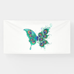 Butterfly met Green Peacock Feathers Spandoek