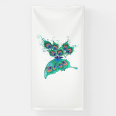 Butterfly met Green Peacock Feathers Spandoek (Verticaal)