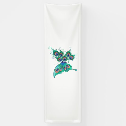 Butterfly met Green Peacock Feathers Spandoek (Verticaal)