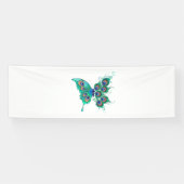Butterfly met Green Peacock Feathers Spandoek (Horizontaal)
