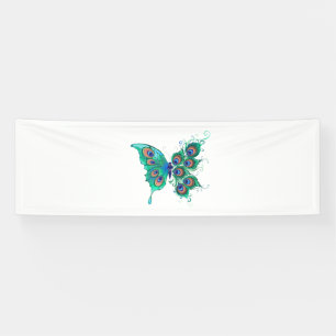 Butterfly met Green Peacock Feathers Spandoek