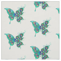 Butterfly met Green Peacock Feathers