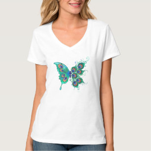 Butterfly met Green Peacock Feathers T-shirt