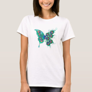 Butterfly met Green Peacock Feathers T-shirt