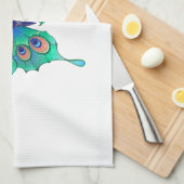 Butterfly met Green Peacock Feathers Theedoek (Quarter Fold)