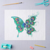 Butterfly met Green Peacock Feathers Tissuepapier (Craft)