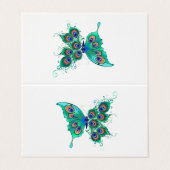 Butterfly met Green Peacock Feathers Visitekaartje (Buitenkant ongevouwen)