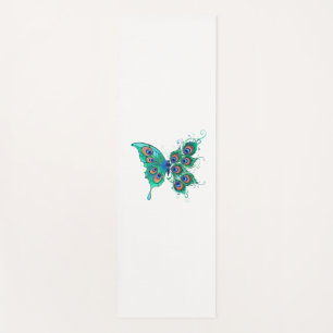 Butterfly met Green Peacock Feathers Yogamat