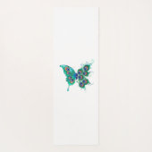 Butterfly met Green Peacock Feathers Yogamat (Achterkant)