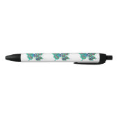 Butterfly met Green Peacock Feathers Zwarte Inkt Pen (Bodem)