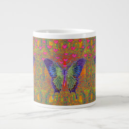 Butterfly met hartvormige patronen grote koffiekop