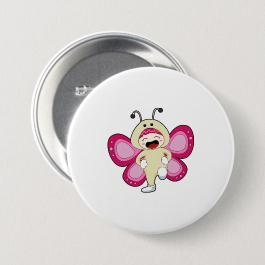 Butterfly met kostuum ronde button 7,6 cm (Voorkant /achterkant)