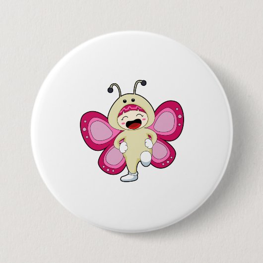 Butterfly met kostuum ronde button 7,6 cm (Voorkant)