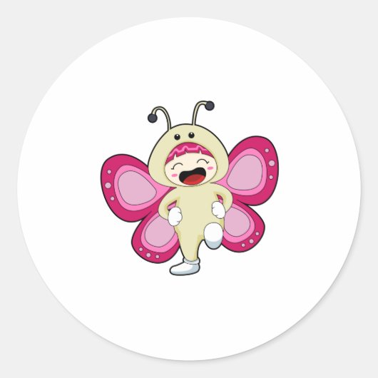 Butterfly met kostuum ronde sticker (Voorkant)