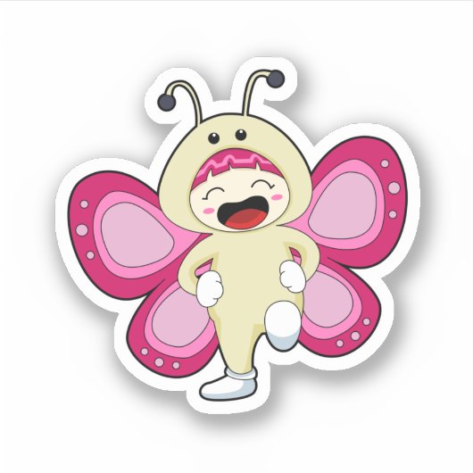 Butterfly met kostuum sticker (Voorkant)