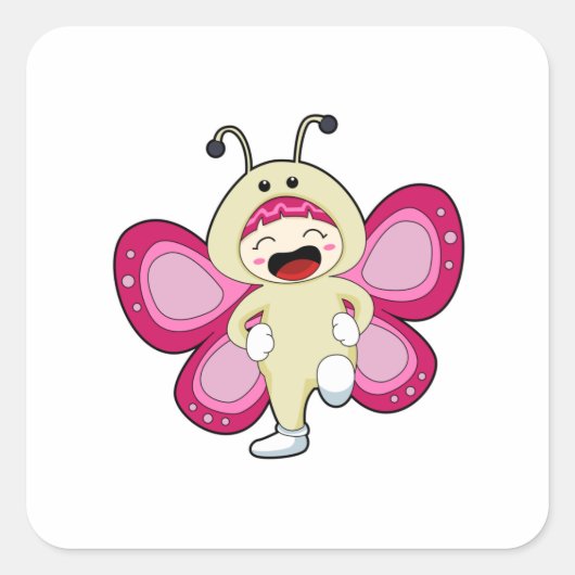 Butterfly met kostuum vierkante sticker (Voorkant)