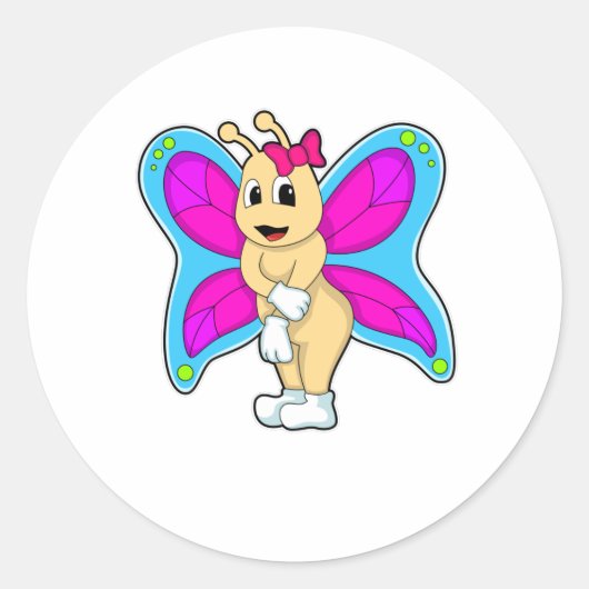 Butterfly met lint ronde sticker (Voorkant)