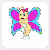 Butterfly met lint vierkante sticker (Voorkant)