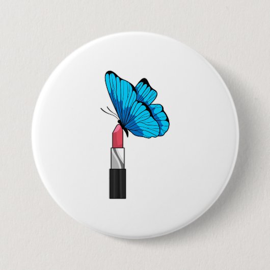 Butterfly met lipstick ronde button 7,6 cm (Voorkant)