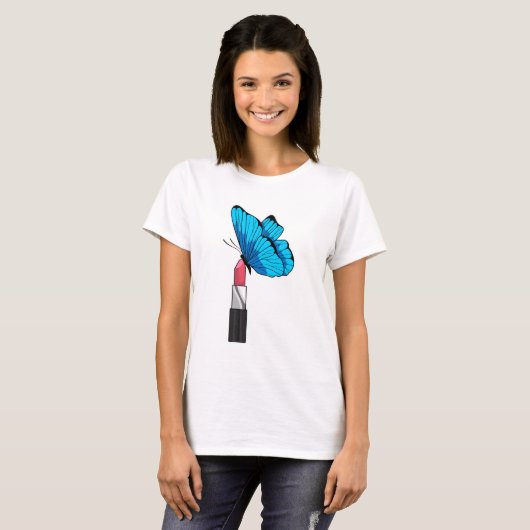 Butterfly met lipstick t-shirt (Voorkant volledig)