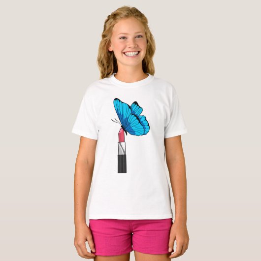 Butterfly met lipstick t-shirt (Voorkant volledig)