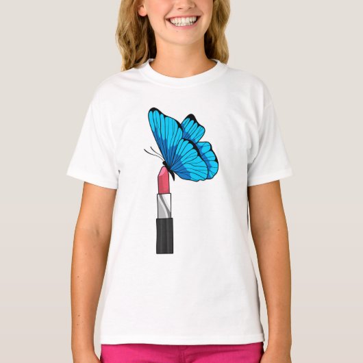 Butterfly met lipstick t-shirt (Voorkant)