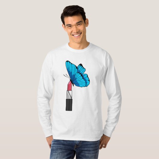 Butterfly met lipstick t-shirt (Voorkant volledig)