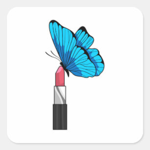Butterfly met lipstick vierkante sticker