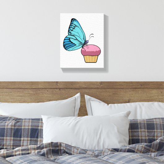 Butterfly met Muffin Canvas Afdruk (Insitu (Slaapkamer))