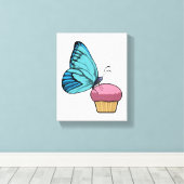 Butterfly met Muffin Canvas Afdruk (Insitu (Houten vloer))