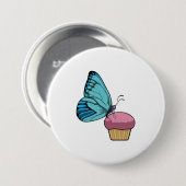 Butterfly met Muffin Ronde Button 7,6 Cm (Voorkant /achterkant)