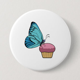 Butterfly met Muffin Ronde Button 7,6 Cm