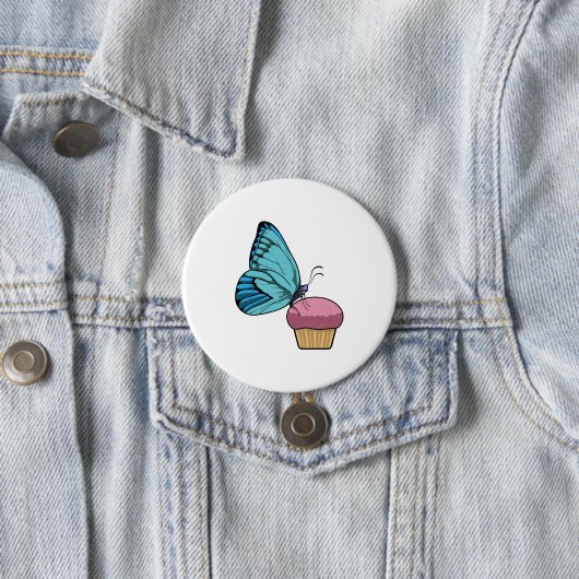 Butterfly met Muffin Ronde Button 7,6 Cm (In situ)