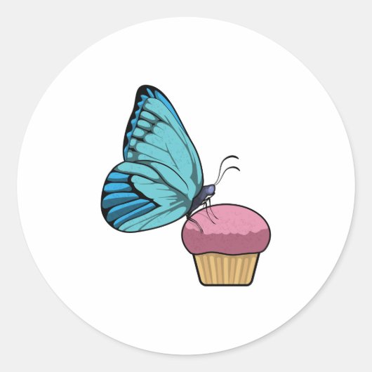 Butterfly met Muffin Ronde Sticker (Voorkant)