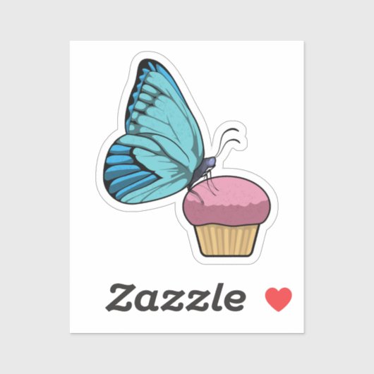 Butterfly met Muffin Sticker (Vel)