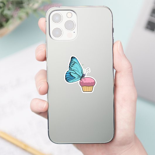 Butterfly met Muffin Sticker (Telefoon)