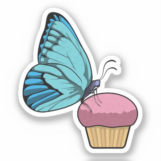 Butterfly met Muffin Sticker (Voorkant)